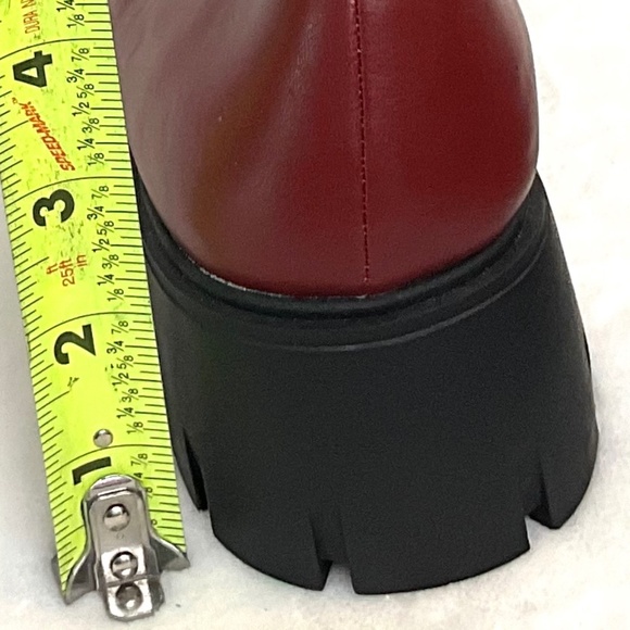 ZBY Chunky Rhinestone Platform Burgundy Loafer Y2K Slip On Lug Sole Dressy Shoes - Picture 8 of 10